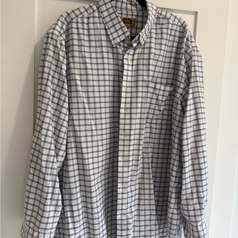 The Foundry Supply Co. White and Blue Plaid Shirt